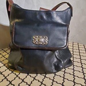 VTG Fossil Black Leather Shoulder Bag